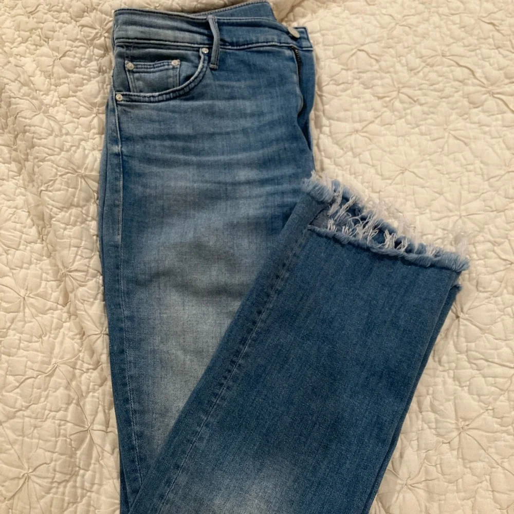 MOTHER Blue Frayed Hem Jeans - Picture 1 of 7